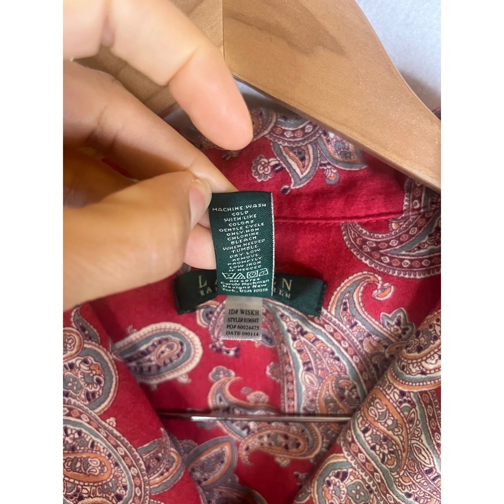 Lauren Ralph Lauren Pajama Sleep Set Cotton Red Paisley Sz S - Picture 5 of 13